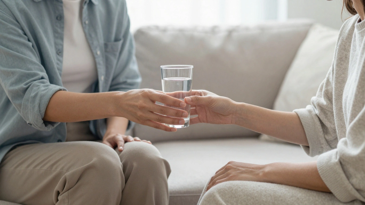 Offering water with peaceful interaction after session